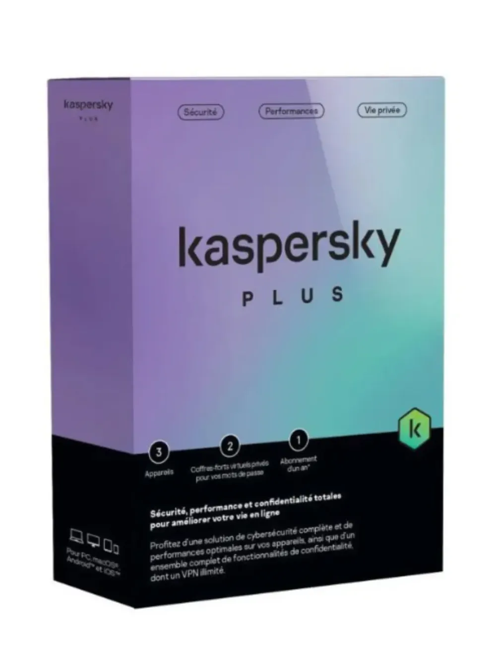 برنامج Kaspersky Plus – 3 أجهزة – سنة واحدة – Slim – Sierra – يشمل CD