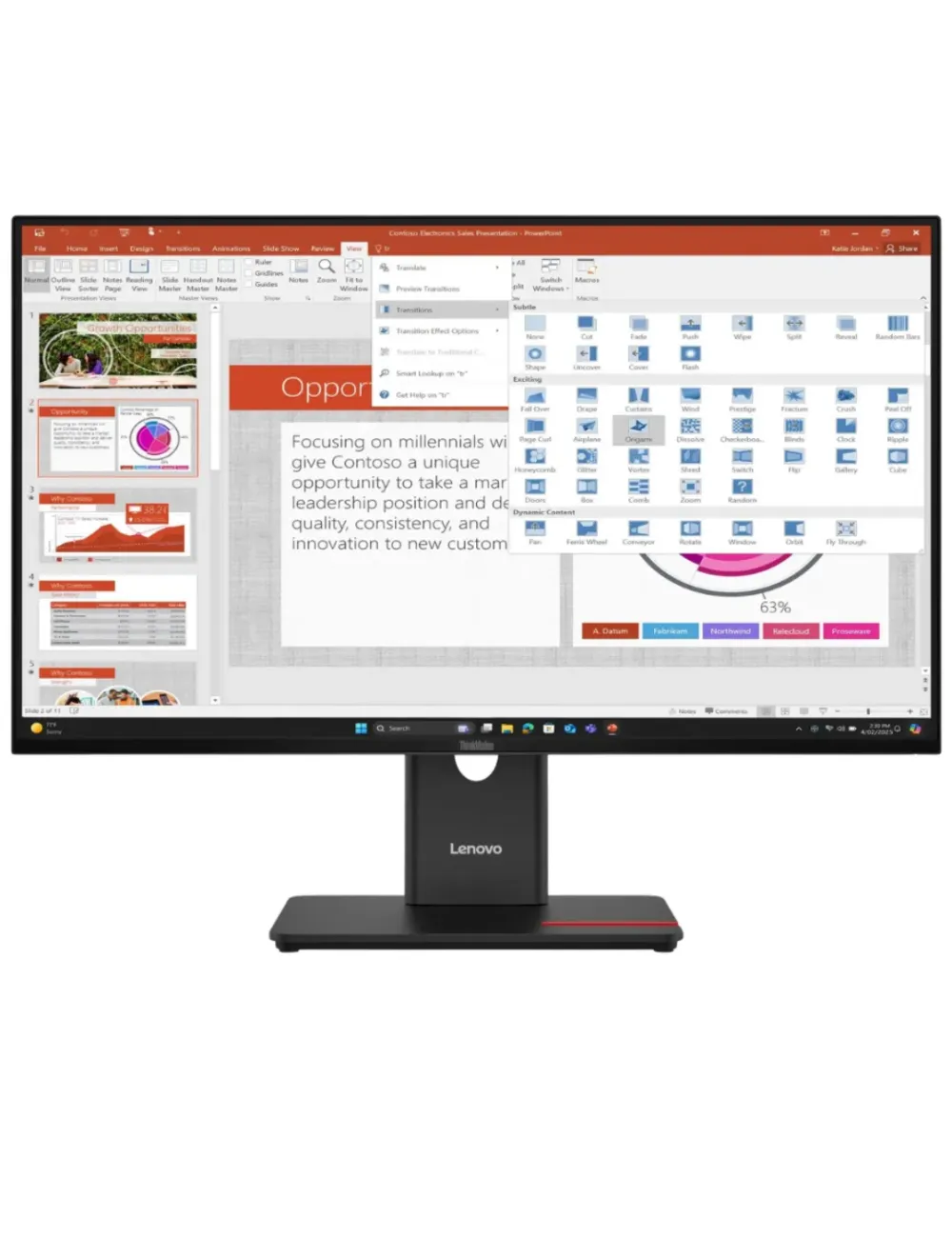 شاشة كمبيوتر مسطحة لينوفو ThinkVision T27-40 مقاس 27 بوصة – المرجع 64A5MAT6EU