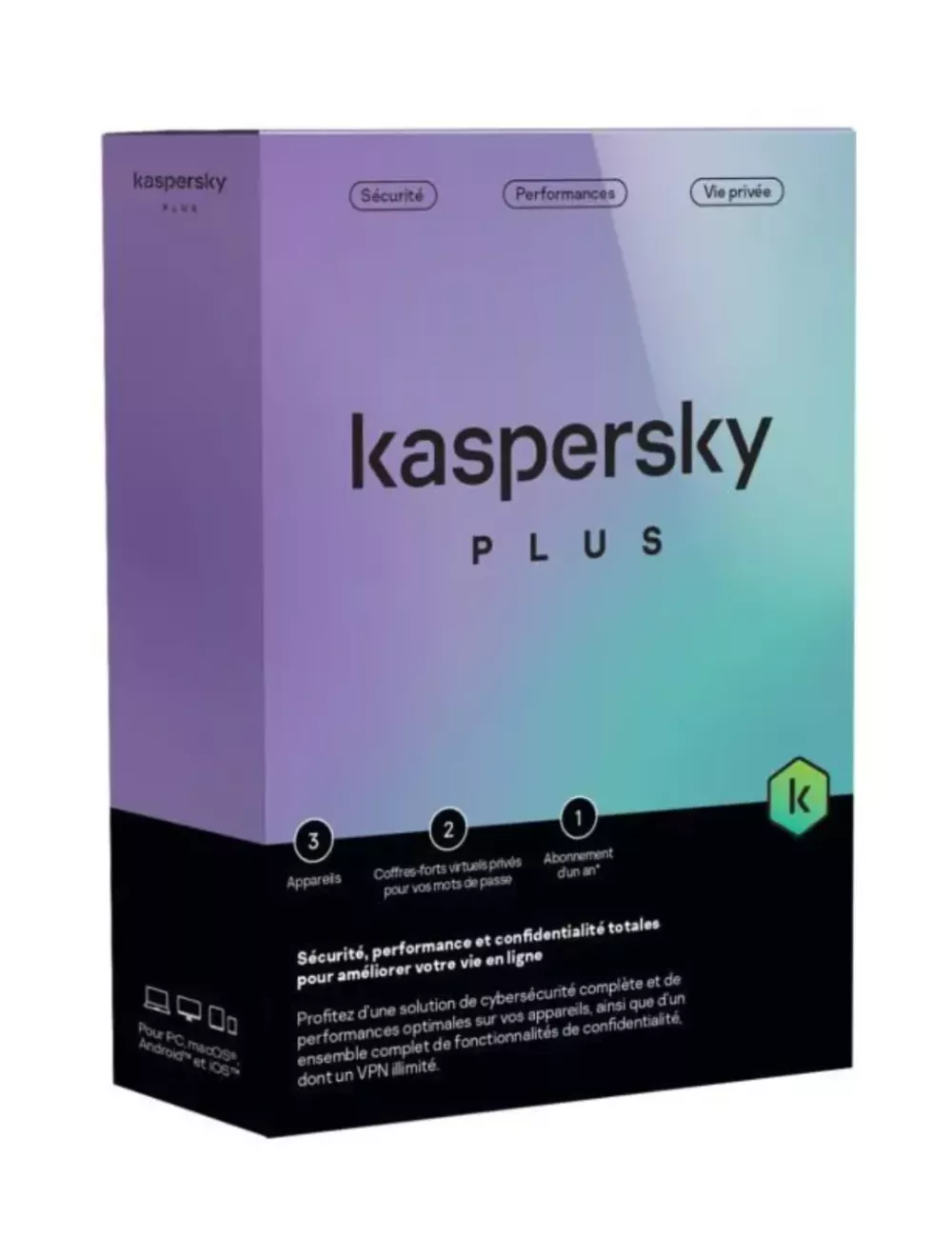 Kaspersky Plus (equivalent to Internet Security) – 3 Devices / 1 Year