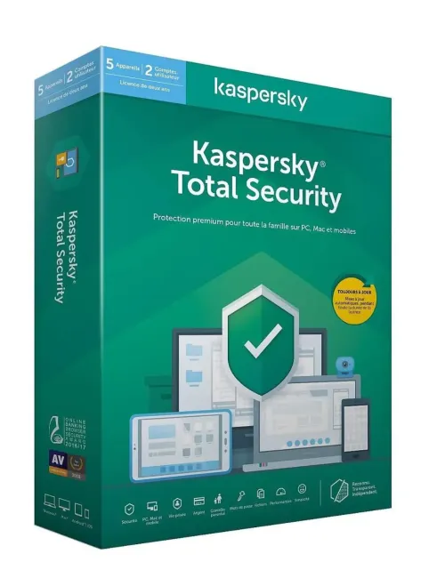 Logiciel Antivirus Kaspersky Total Security – 5 Appareils – 1 An – Réf. KL19498BEFS-20MAG