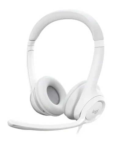 سماعة Logitech H390 USB سلكية – ميكروفون عازل للضوضاء – أبيض