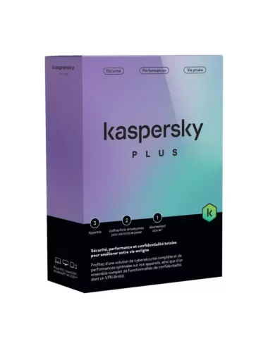 Kaspersky Plus (équivalent à Internet Security) - 3 Postes / 1 an