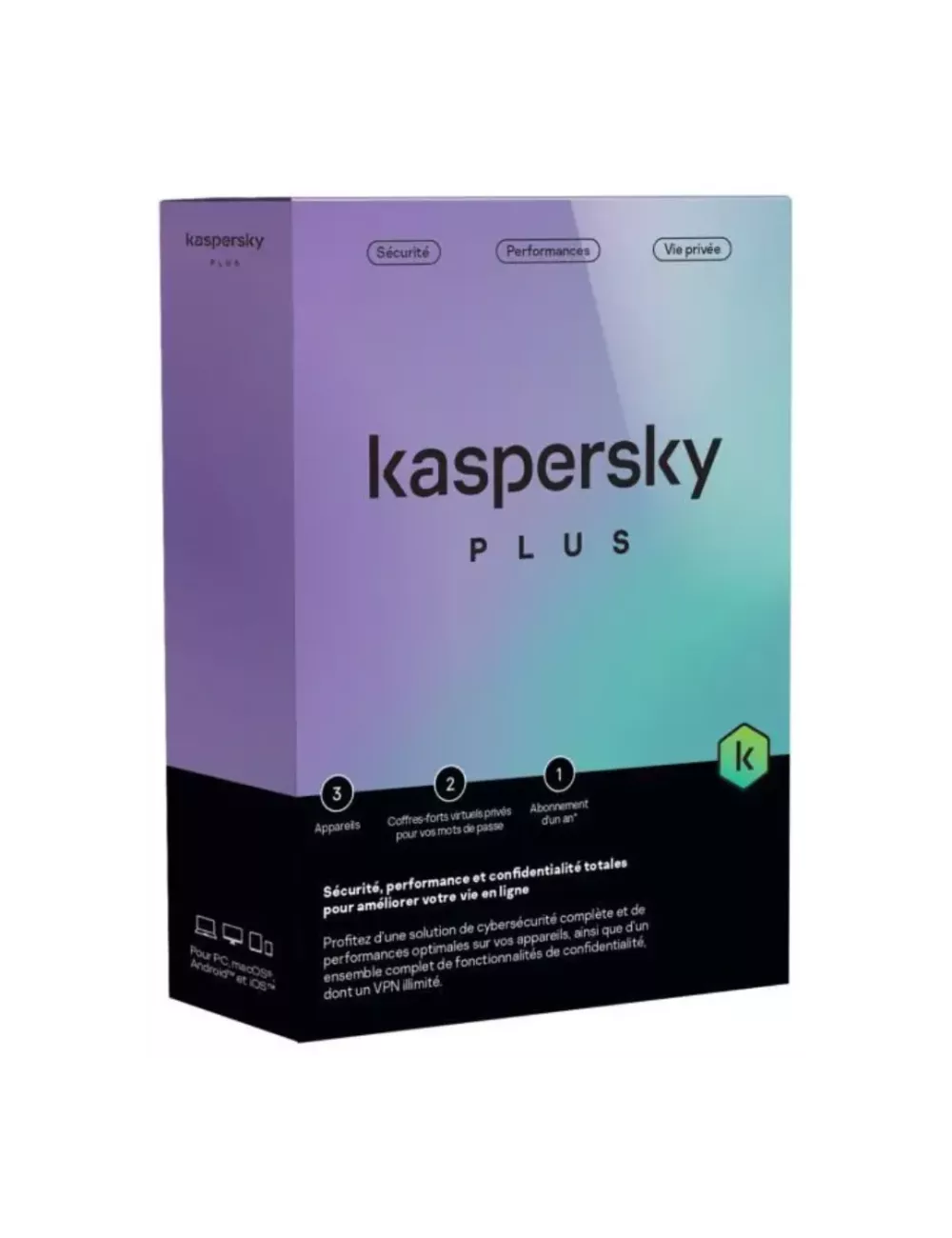Kaspersky Plus (equivalent to Internet Security) – 3 Devices / 1 Year