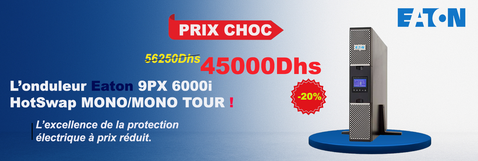 Eaton 9PX 6000i HotSwap MONO/MONO Tower UPS – 6000 VA – REF. 9PX6KIBP Eaton 9PX 6000i HotSwap MONO/MONO Tower UPS – 6000 VA – REF. 9PX6KIBP